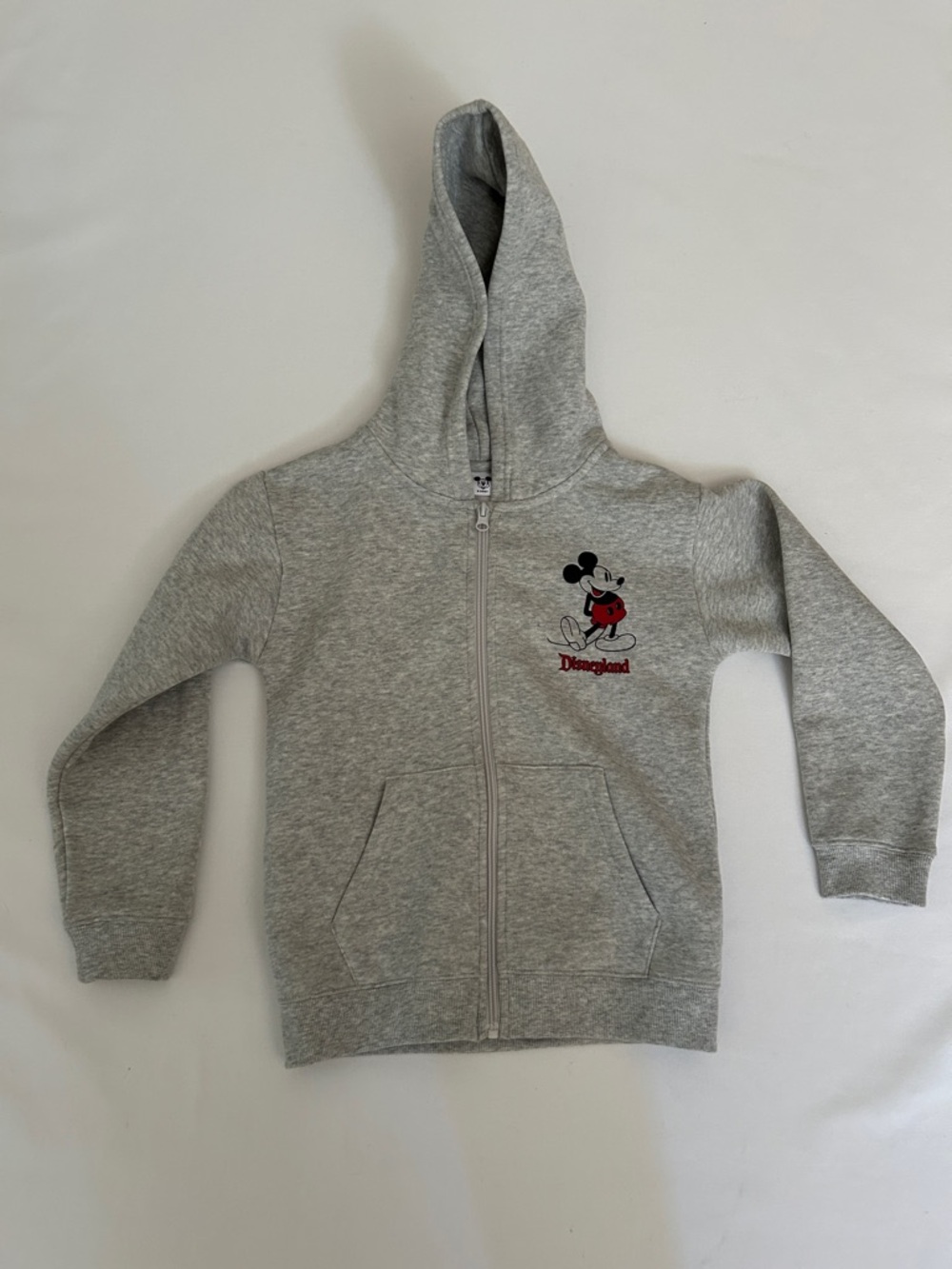 Disney Gray Zip-Up Hoodie with Small Mickey Patch